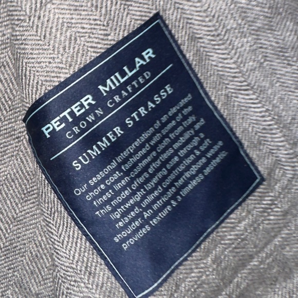 Peter Millar Artisan Crafted Cashmere Linen Chore Coat in Gale Grey Herringbone - Picture 10 of 13